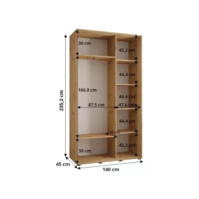 Šatníková skriňa ASIRI 13 - 140/45 cm, čierna / čierna