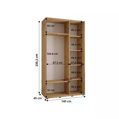 Šatníková skriňa ASIRI 13 - 140/45 cm, čierna / čierna