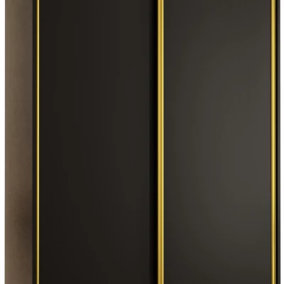Šatníková skriňa YVONA 1 - 130/45 cm, čierna / zlatá