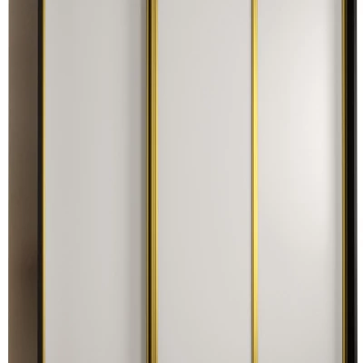 Šatníková skriňa YVONA 1 - 160/45 cm, čierna / biela / zlatá
