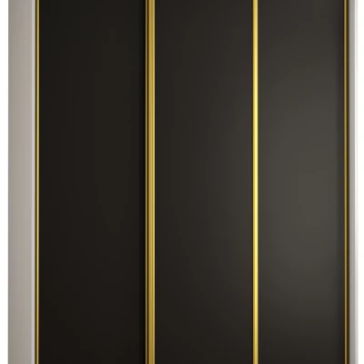 Šatníková skriňa YVONA 1 - 170/45 cm, biela / čierna / zlatá