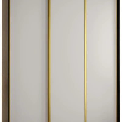 Šatníková skriňa YVONA 1 - 200/45 cm, čierna / biela / zlatá