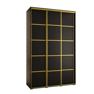 Šatníková skriňa YVONA 4 - 160/45 cm, čierna / zlatá