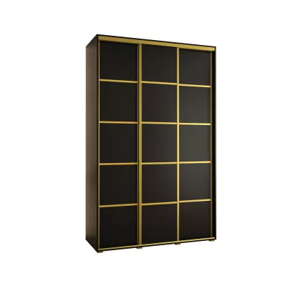 Šatníková skriňa YVONA 4 - 160/45 cm, čierna / zlatá