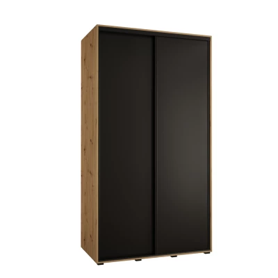 Šatníková skriňa YVONA 1 - 130/60 cm, dub artisan / čierna / čierna