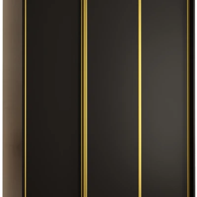 Šatníková skriňa YVONA 1 - 150/60 cm, čierna / zlatá
