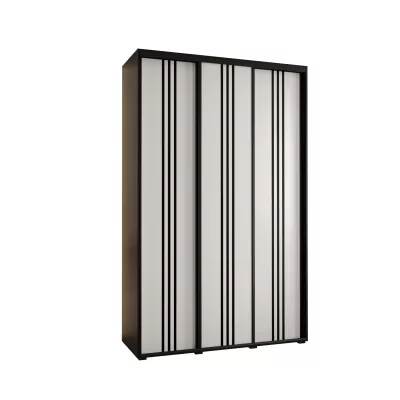 Šatníková skriňa YVONA 6 - 150/45 cm, čierna / biela / čierna