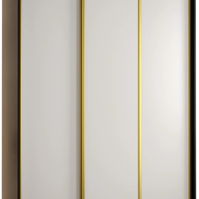 Šatníková skriňa YVONA 1 - 170/60 cm, čierna / biela / zlatá