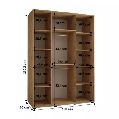 Šatníková skriňa YVONA 1 - 180/60 cm, čierna / zlatá