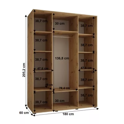 Šatníková skriňa YVONA 1 - 180/60 cm, čierna / čierna