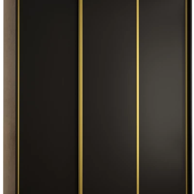 Šatníková skriňa YVONA 1 - 190/60 cm, čierna / zlatá