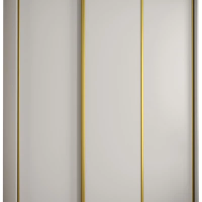 Šatníková skriňa YVONA 1 - 190/60 cm, biela / zlatá