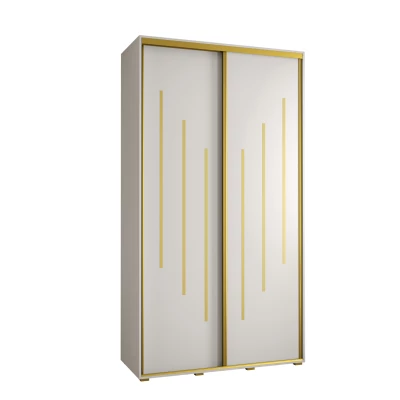 Šatníková skriňa YVONA 8 - 140/45 cm, biela / zlatá