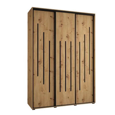 Šatníková skriňa YVONA 8 - 180/45 cm, dub artisan / čierna