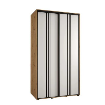 Šatníková skriňa YVONA 6 - 130/60 cm, dub artisan / biela / čierna
