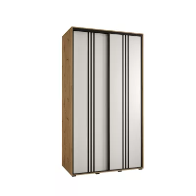 Šatníková skriňa YVONA 6 - 130/60 cm, dub artisan / biela / čierna