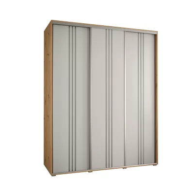 Šatníková skriňa YVONA 6 - 190/60 cm, dub artisan / biela / strieborná