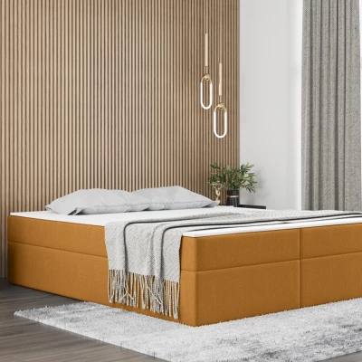 Čalúnená manželská posteľ UZMA - 200x200, medovo žltá