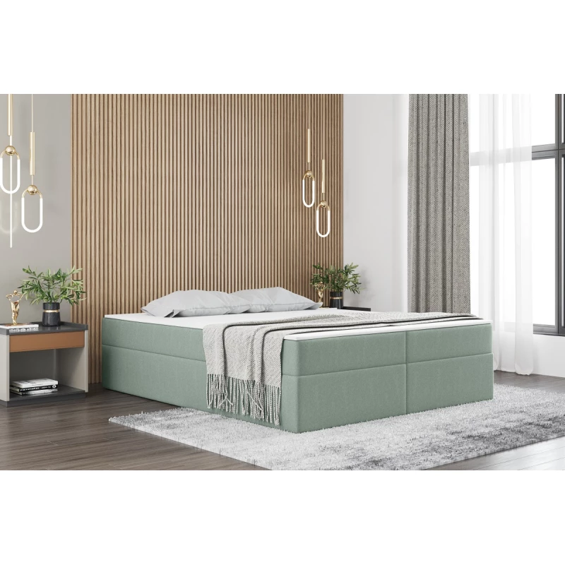 Čalúnená manželská posteľ UZMA - 200x200, svetlo zelená