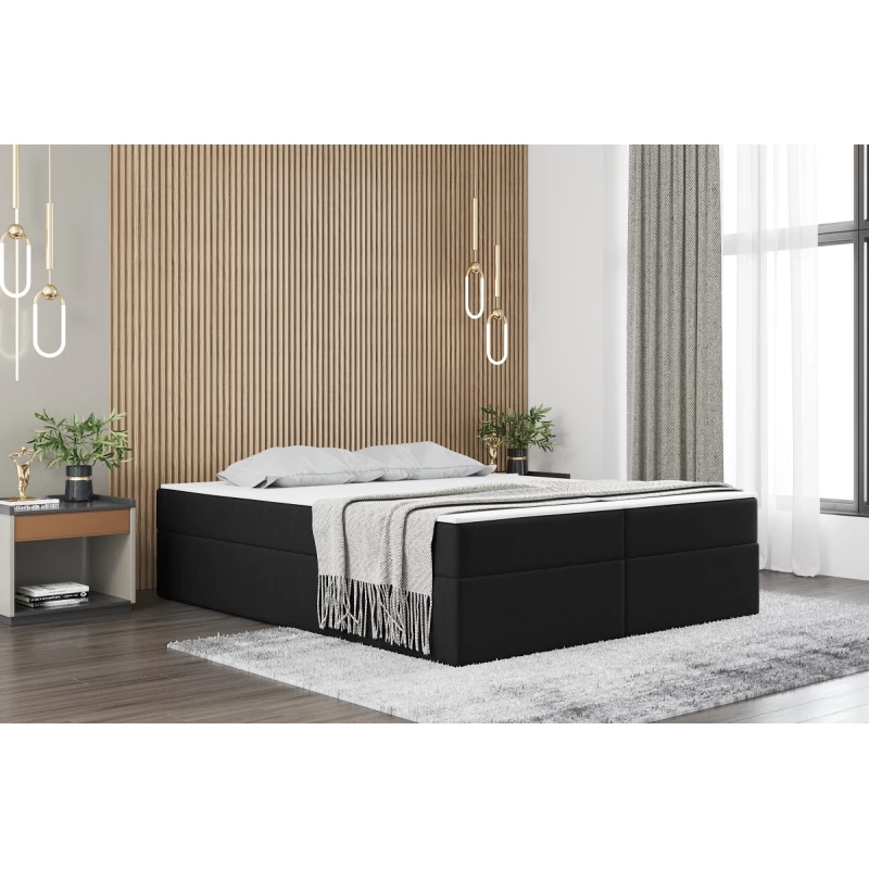 Čalúnená manželská posteľ UZMA - 200x200, čierna