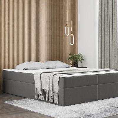 Čalúnená manželská posteľ UZMA - 160x200, šedá