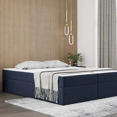 Čalúnená manželská posteľ UZMA - 160x200, modrá