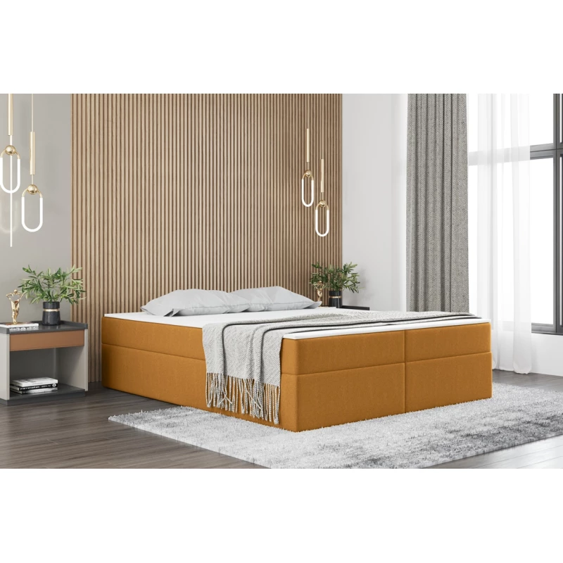 Čalúnená manželská posteľ UZMA - 160x200, medovo žltá