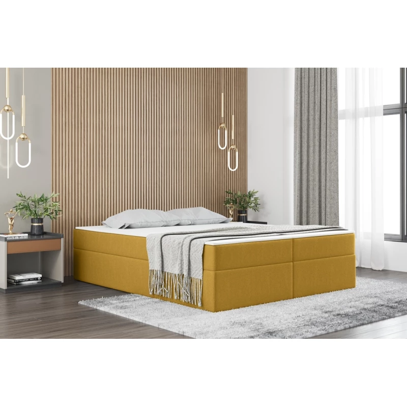 Čalúnená manželská posteľ UZMA - 160x200, žltá