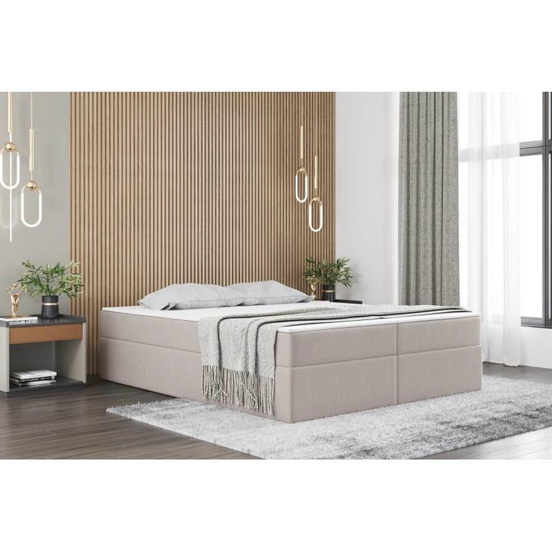 Čalúnená manželská posteľ UZMA - 160x200, krémová