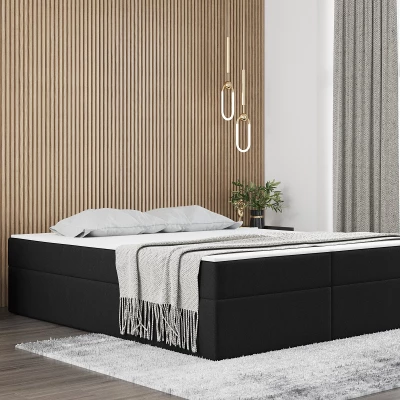 Čalúnená manželská posteľ UZMA - 160x200, čierna