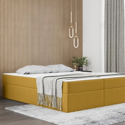 Čalúnená manželská posteľ UZMA - 140x200, žltá