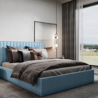 Čalúnená manželská posteľ ANNELI - 200x200, modrá