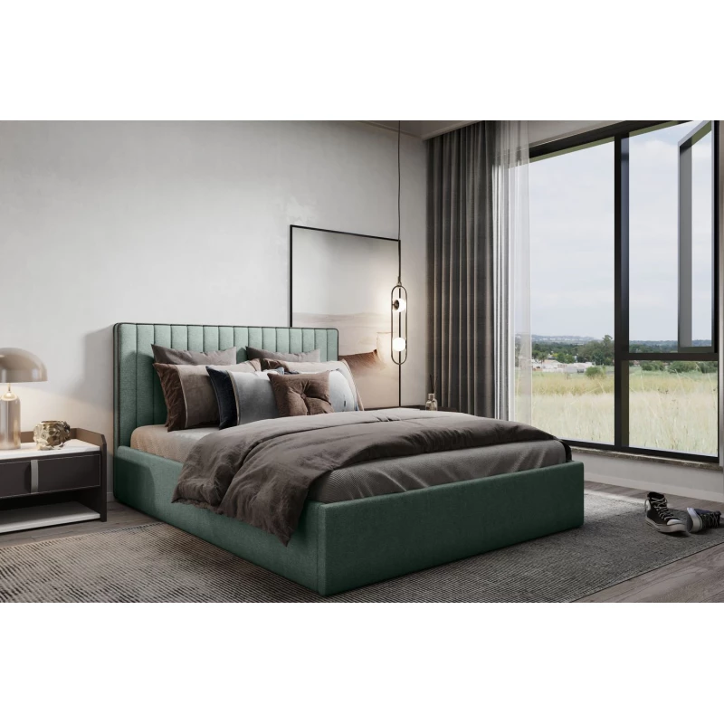 Čalúnená manželská posteľ ANNELI - 160x200, zelená