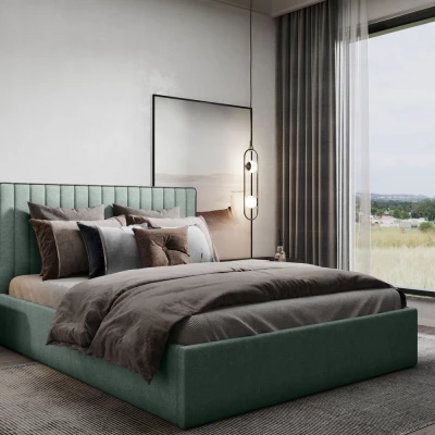 Čalúnená manželská posteľ ANNELI - 140x200, zelená