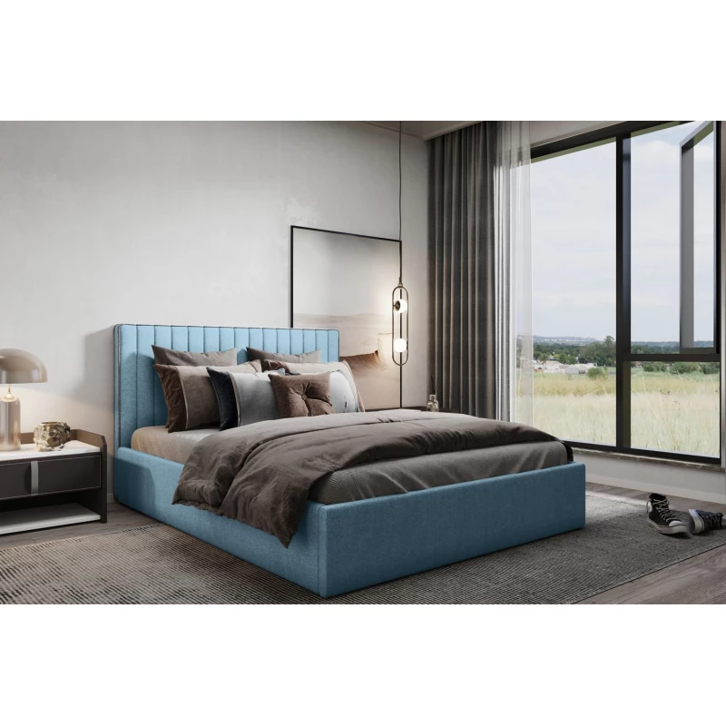 Čalúnená manželská posteľ ANNELI - 140x200, modrá