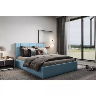 Čalúnená jednolôžková posteľ ANNELI - 120x200, modrá