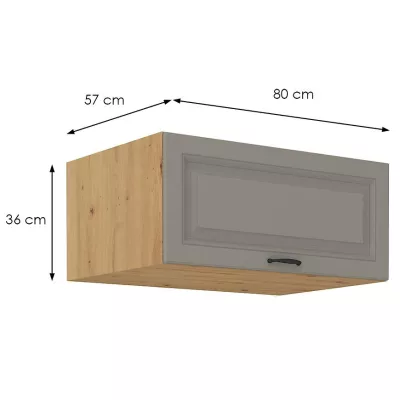 Hlboká digestorová skrinka SOPHIA - šírka 80 cm, svetlo šedá / dub artisan