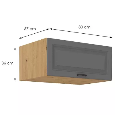 Hlboká digestorová skrinka SOPHIA - šírka 80 cm, šedá / dub artisan