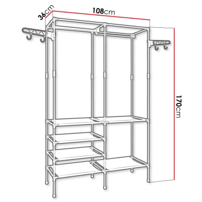 Kovový stojan na šaty GILMER - čierny
