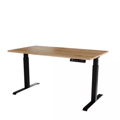 Výškovo nastaviteľný písací stôl HUTTO 2 - čierny / dub wotan