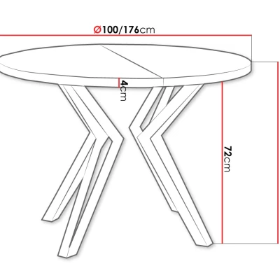 Okrúhly rozkladací jedálenský stôl HILLSBORO - čierny / arktický biely