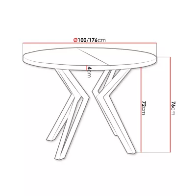 Okrúhly rozkladací jedálenský stôl HILLSBORO - čierny / dub kraft zlatý