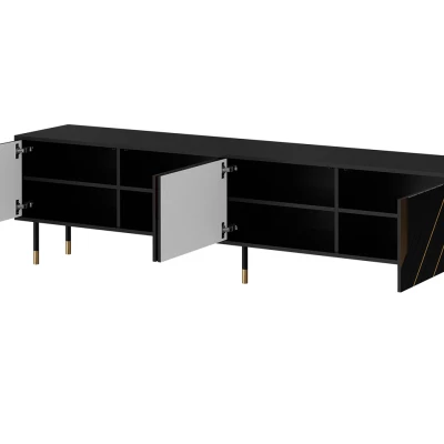 Široký stolík pod TV SACUL - čierny / zlatý