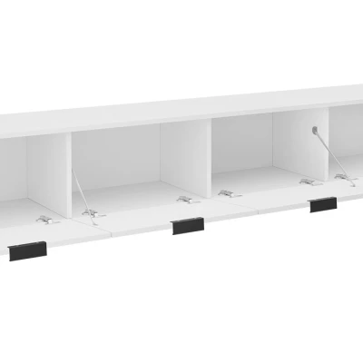 Široký TV stolík na nôžkach OVERTON - 200 cm, biely