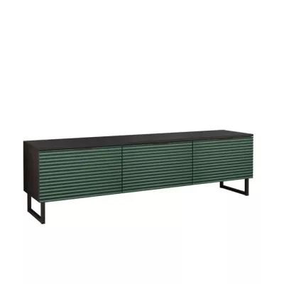 TV stolík na nôžkach OVERTON - 150 cm, čierny grafit / zelený