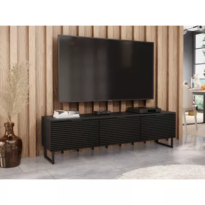 TV stolík na nôžkach OVERTON - 150 cm, čierny grafit