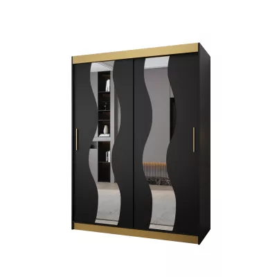 Šatníková skriňa IRMA PREMIUM - 150 cm, čierna / zlatá