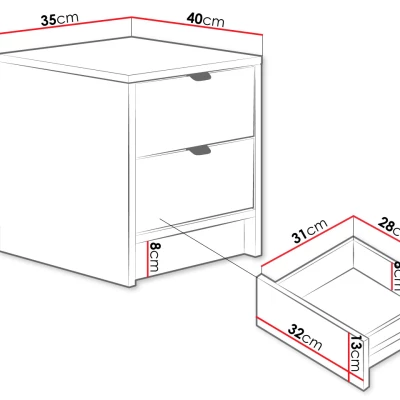 Stolík k posteli so šuplíkmi TABORO - biely