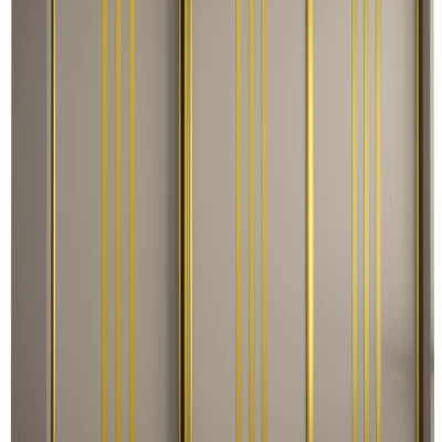 Šatníková skriňa INDIRA 6 - 160/45 cm, kašmír / zlatá