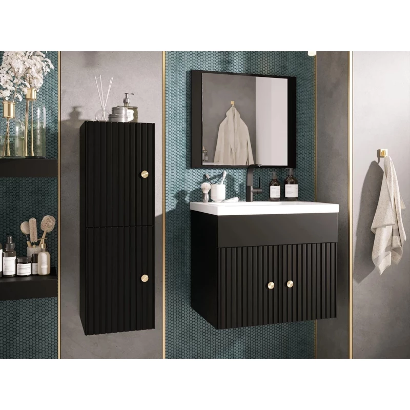 Kúpeľňová zostava SILVINO 4 - čierna + umývadlo a sifón ZDARMA
